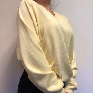 Brooks Brothers pastel yellow v-neck sweater